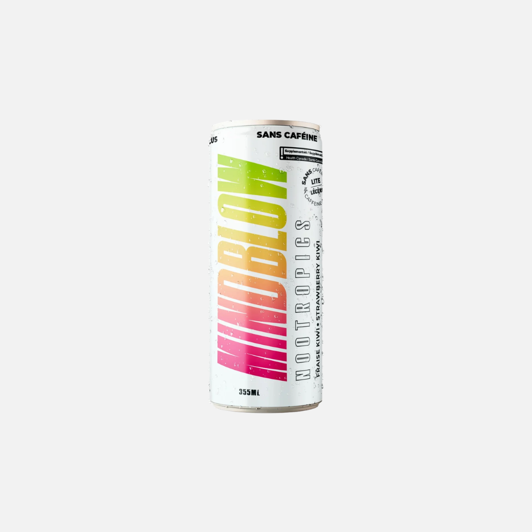 Mind Blow Nootropics boisson énergisante Fraise Kiwi sans caféine, canette