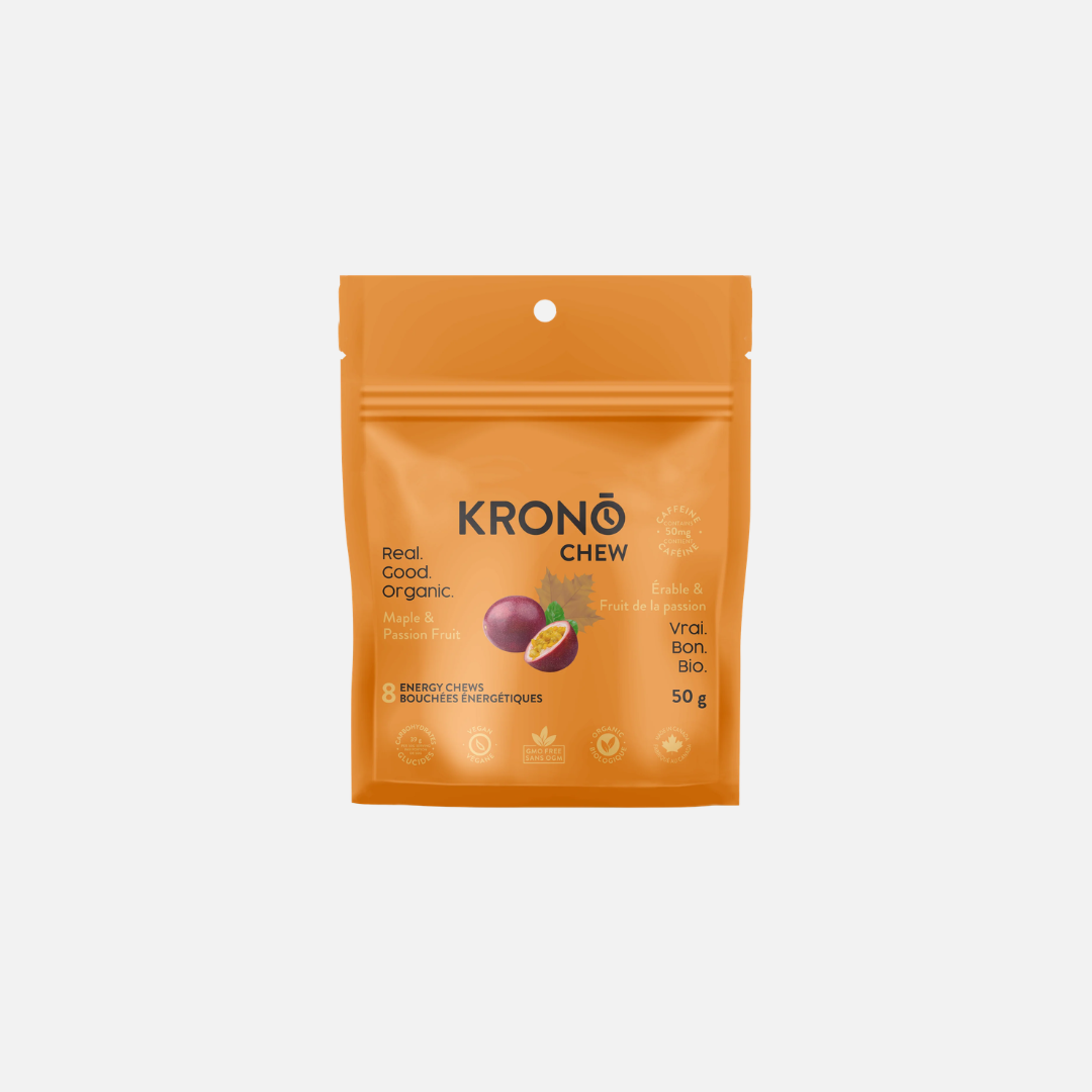 KRONO NUTRITION Bouchées Énergétiques Chew - Érable et Fruit de la Passion (+ caféine)