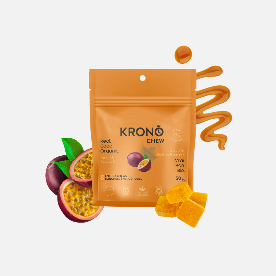 KRONO NUTRITION Bouchées Énergétiques Chew - Érable et Fruit de la Passion (+ caféine)